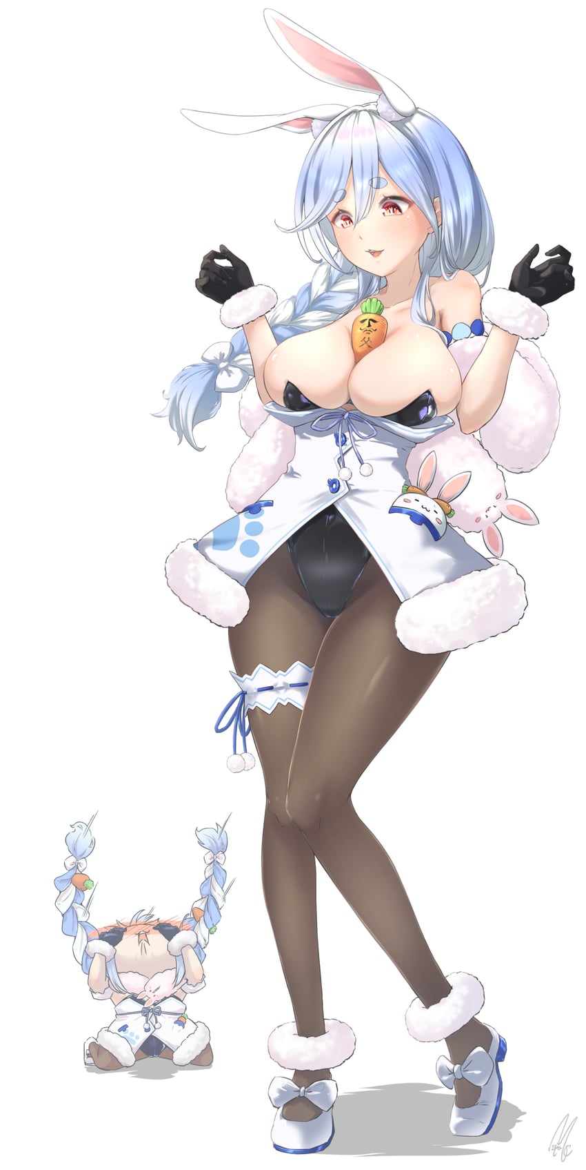 usada pekora, don-chan, pekomama, and pekomon (hololive) drawn by syam_illust