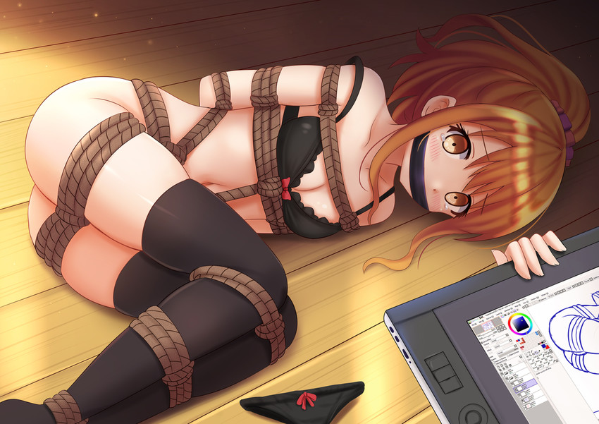 Bondage watching anime panties