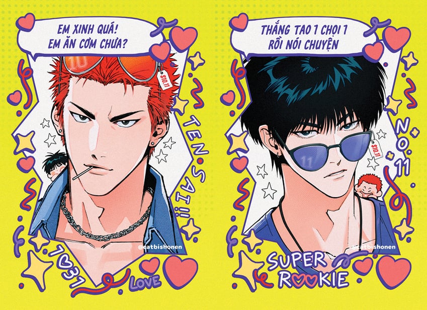 sakuragi hanamichi and rukawa kaede (slam dunk) drawn by catbishonen