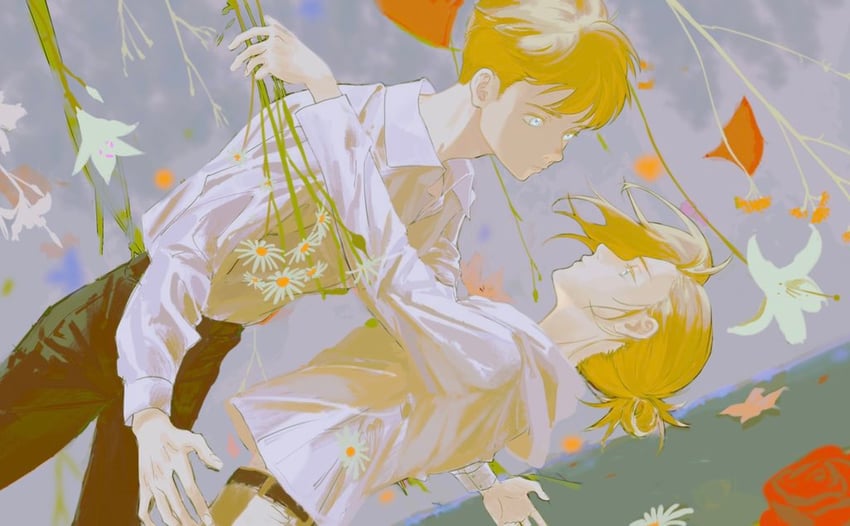 armin arlert and annie leonhart (shingeki no kyojin) drawn by cctomoon