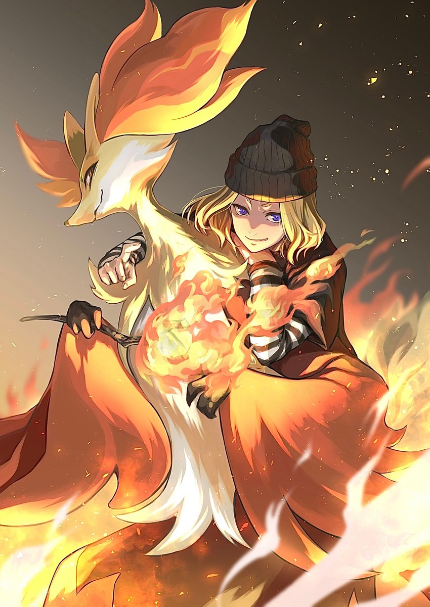 delphox and a'he (pokemon and 1 more) drawn by satomune_s