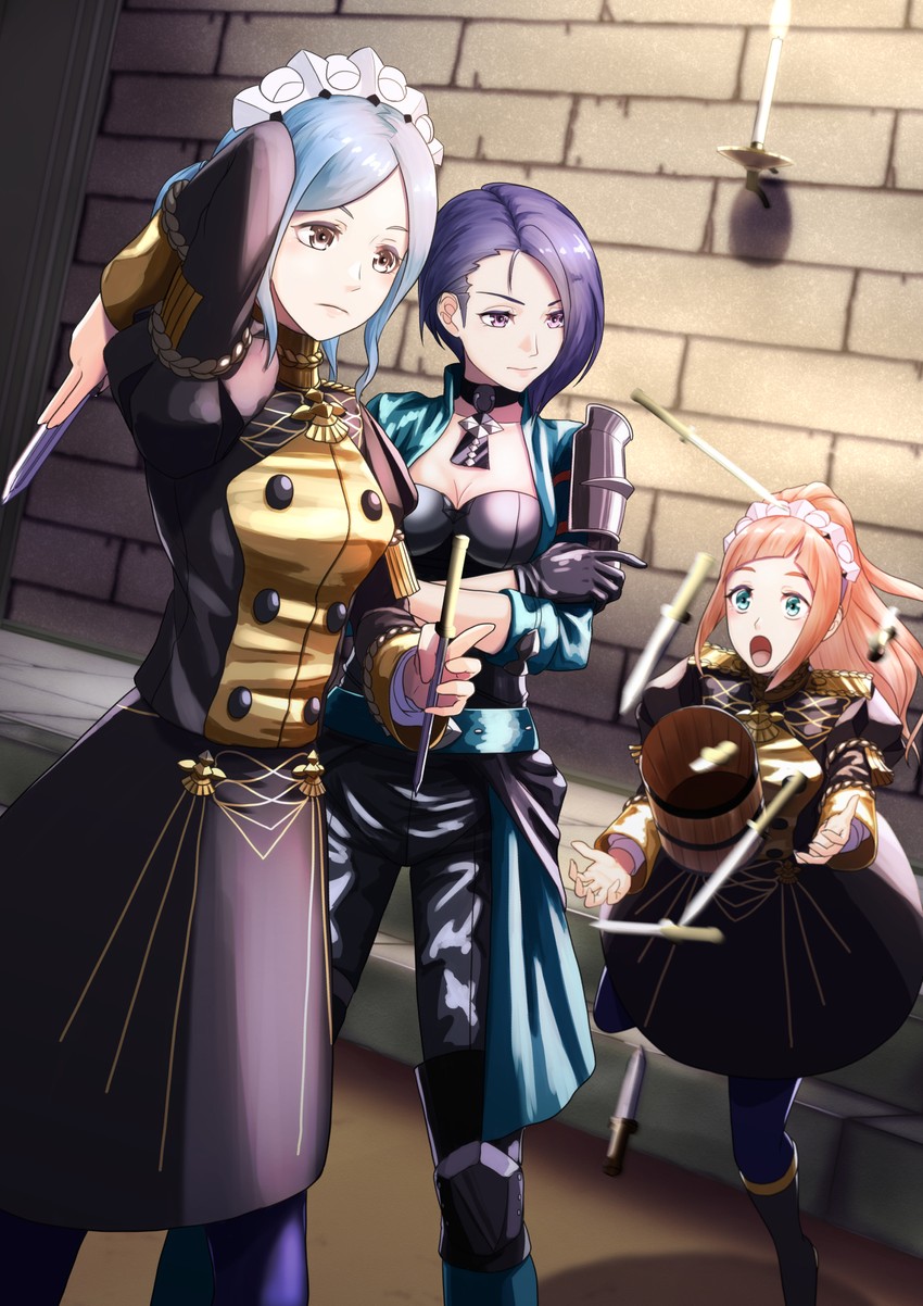 shamir nevrand, felicia, and flora (fire emblem and 3 more) drawn by sukkirito_(rangusan)