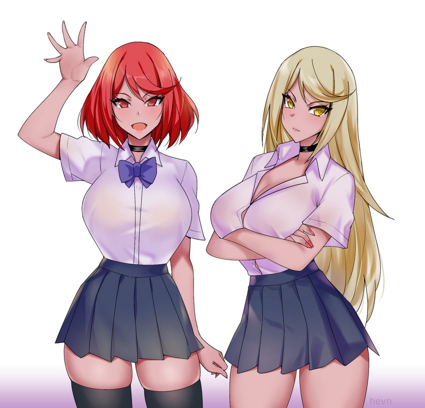 pyra and mythra (xenoblade chronicles and 1 more) drawn by hevn
