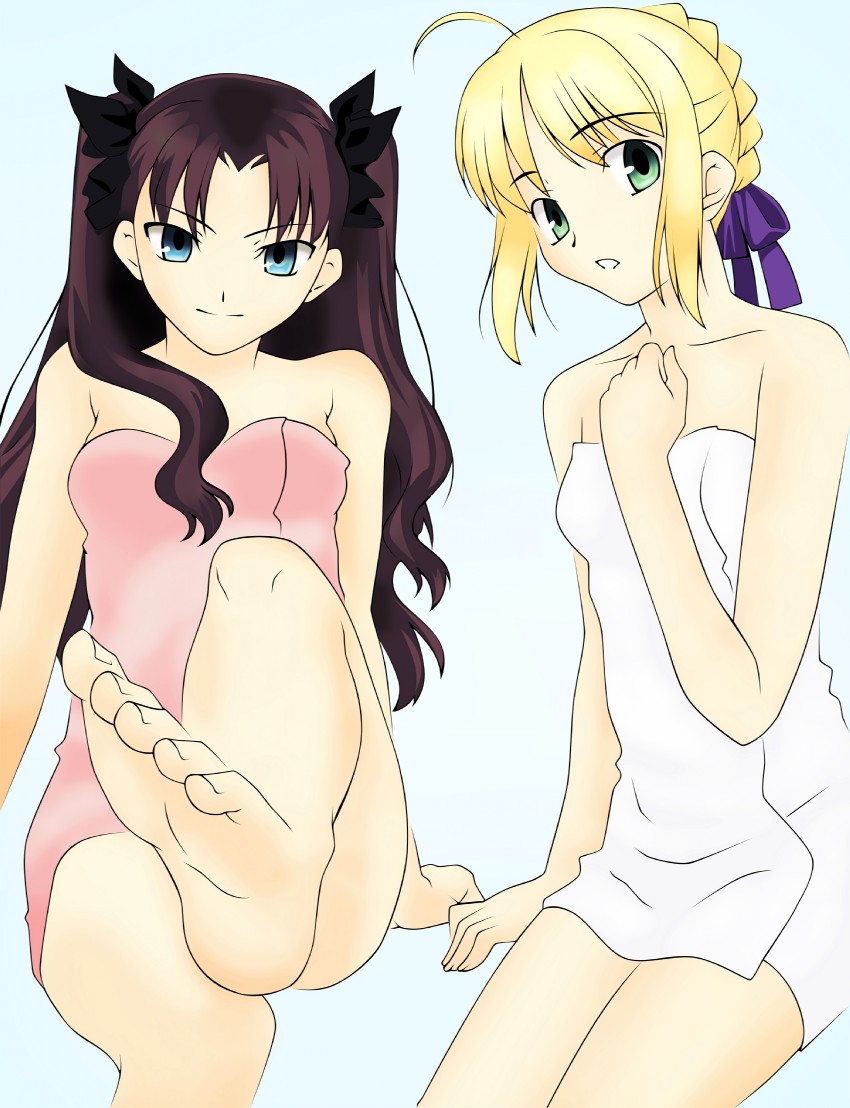 artoria pendragon, saber, and tohsaka rin (fate and 1 more) drawn by takeuchi_takashi