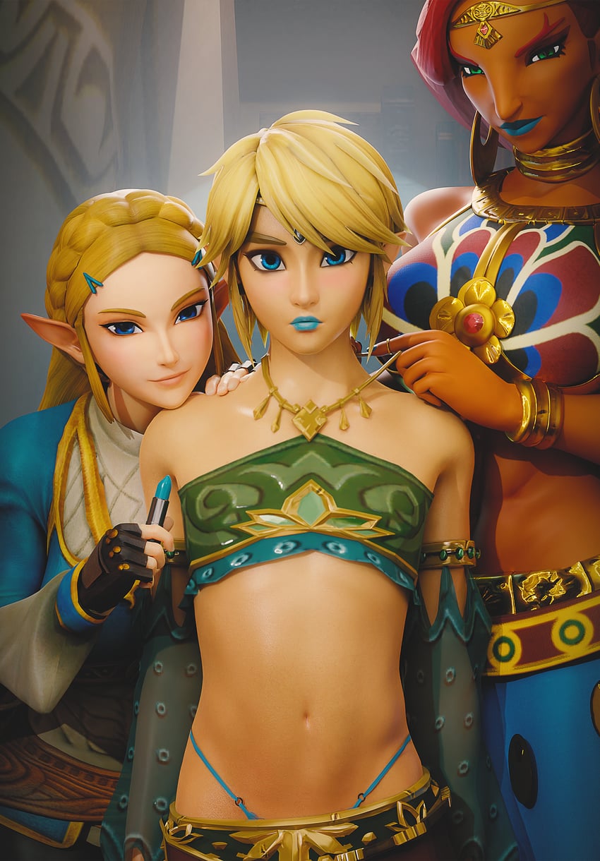 link, princess zelda, and urbosa (the legend of zelda and 1 more) drawn by fugtrup