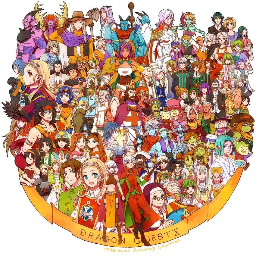 anlucea, seraphy, heroine, hero, hyuuza, and 42 more (dragon quest and 1 more) drawn by hinomiya_riyu