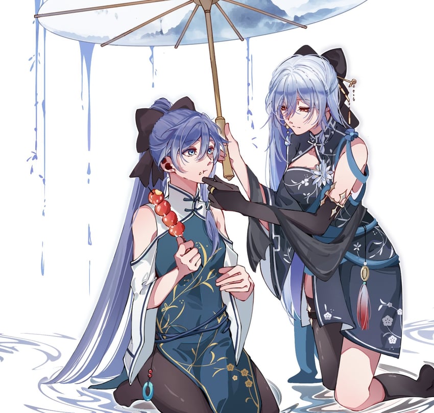 fu hua and jingliu (honkai and 2 more) drawn by par_sato
