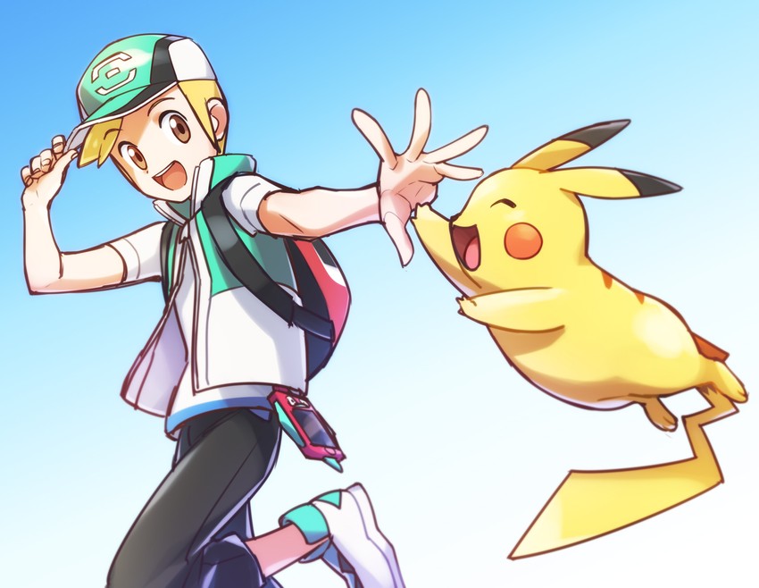 pikachu and scottie (pokemon and 1 more) drawn by momoji_(lobolobo2010)
