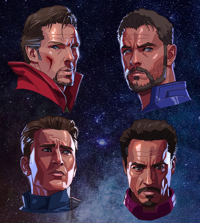 steve rogers, captain america, tony stark, iron man, thor, and 5 more (marvel and 6 more) drawn by seung_eun_kim