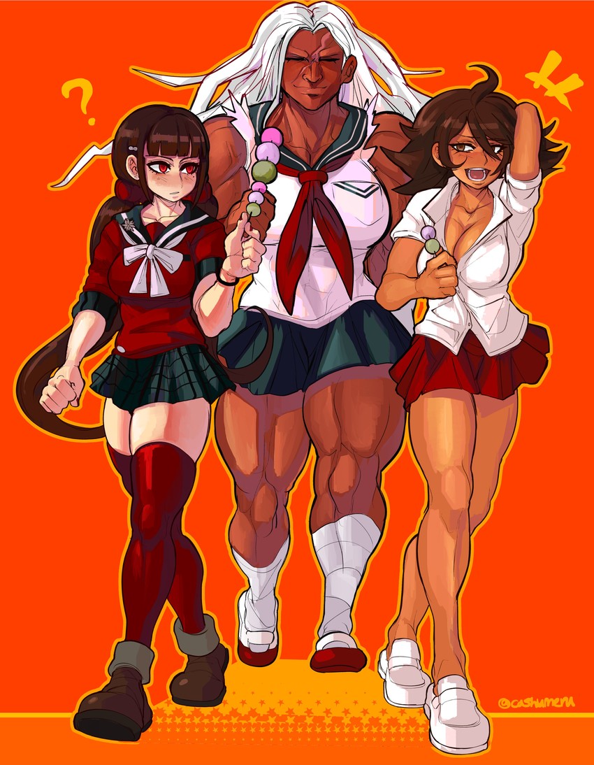 harukawa maki, owari akane, and ogami sakura (danganronpa and 3 more) drawn by cashumeru
