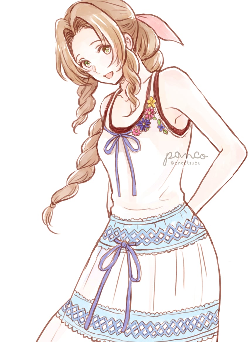 aerith gainsborough (final fantasy and 2 more) drawn by ancotsubu