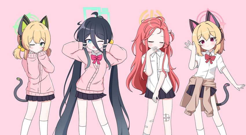 aris, momoi, midori, and yuzu (blue archive and 1 more) drawn by iisa111111