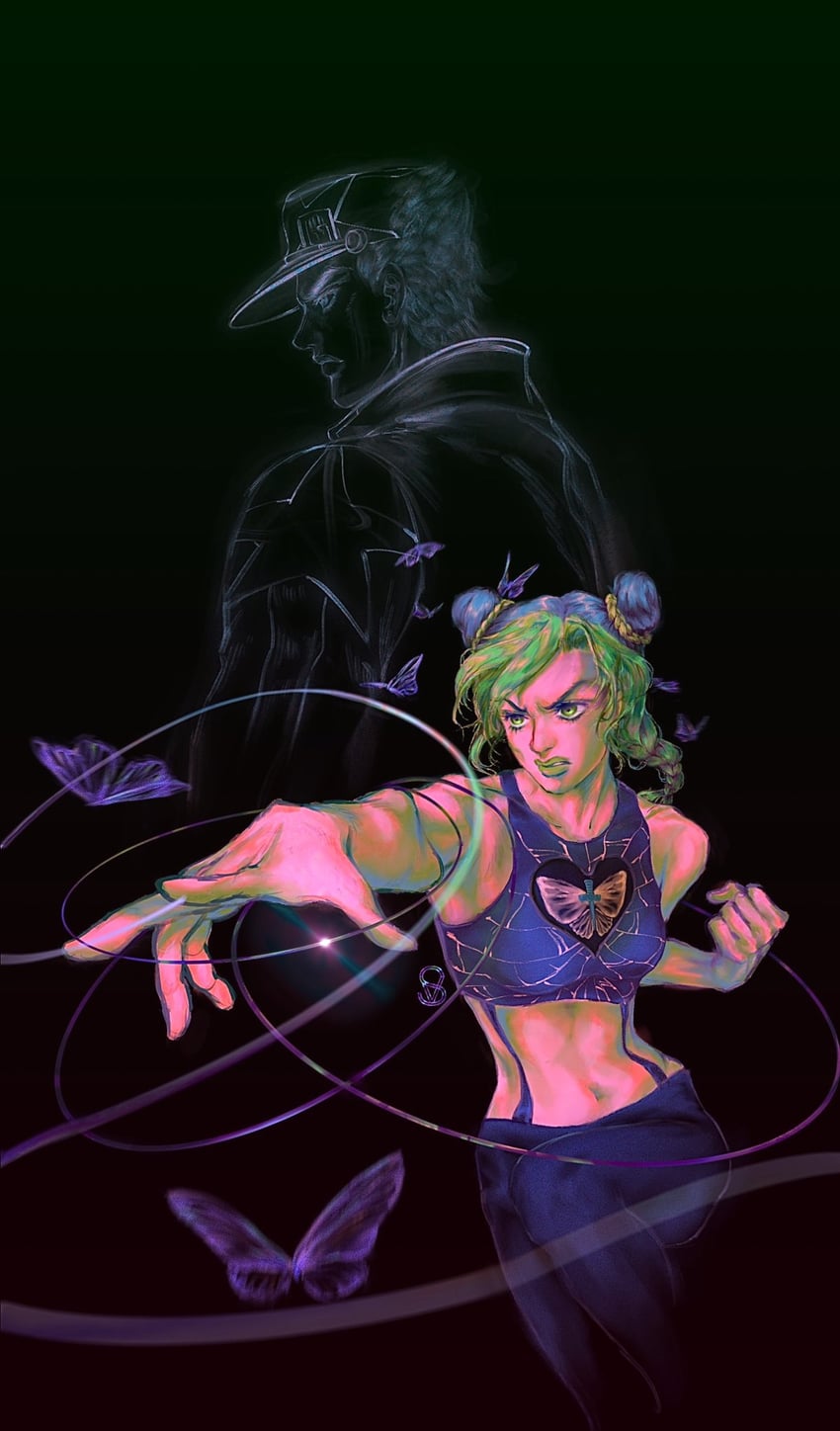 kujo jotaro and kujo jolyne (jojo no kimyou na bouken and 1 more) drawn by vesta_zc