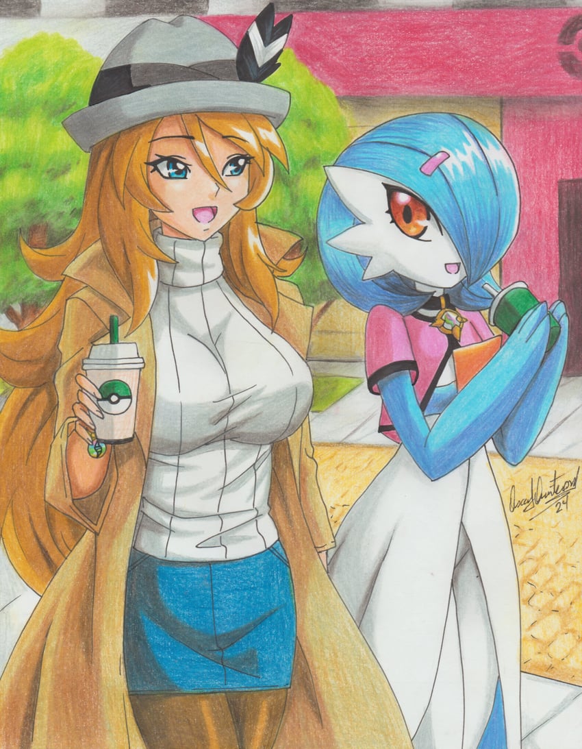 gardevoir and serena (pokemon and 1 more) drawn by ravernclouk