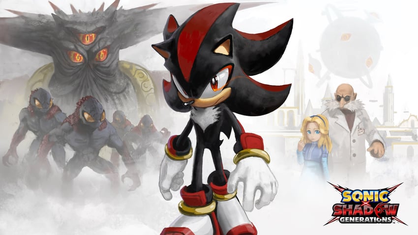 shadow the hedgehog, maria robotnik, gerald robotnik, black doom, and black warrior (sonic and 2 more) drawn by rythayze
