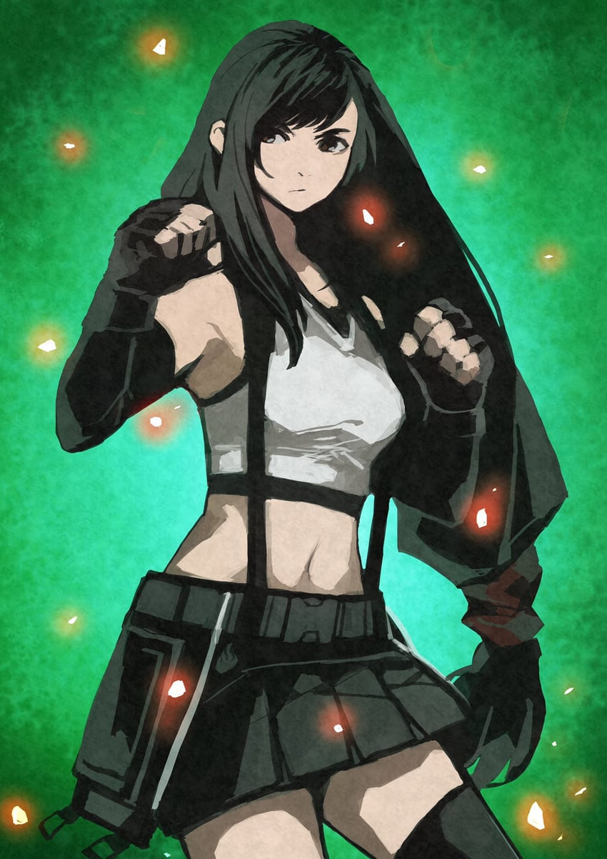 tifa lockhart (final fantasy and 2 more) drawn by e-kaki