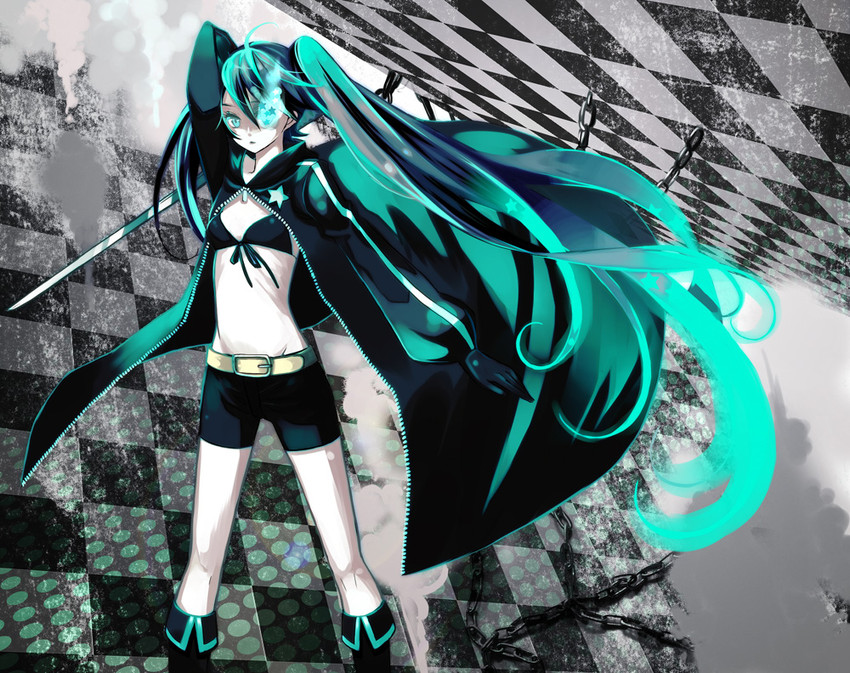 hatsune miku and black rock shooter (vocaloid and 1 more) drawn by lento_(water)