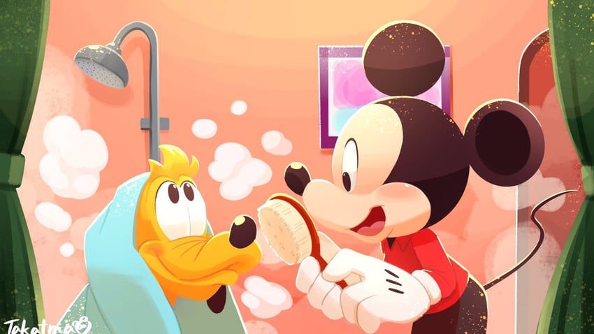 mickey mouse and pluto (mickey mouse & friends) drawn by takatmaorange