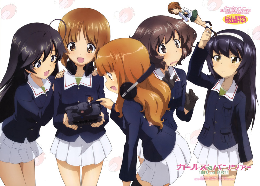 nishizumi miho, akiyama yukari, takebe saori, reizei mako, and isuzu hana (girls und panzer) drawn by sugimoto_isao