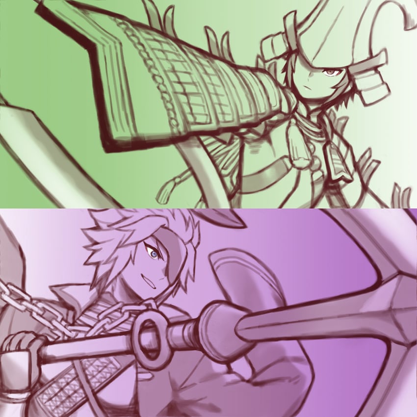 chousokabe motochika and mouri motonari (sengoku basara) drawn by folks_(nabokof)