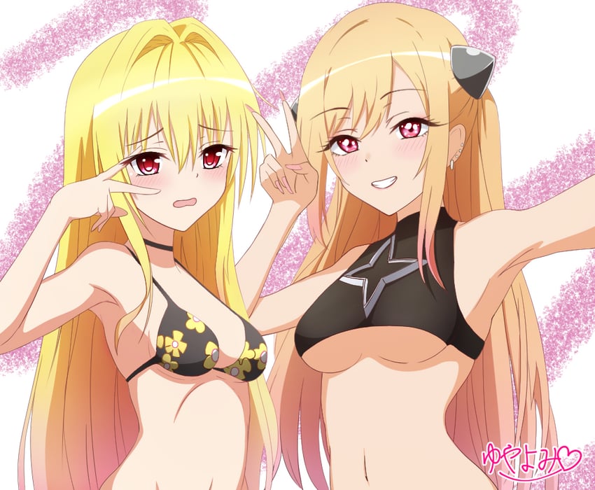 kitagawa marin and konjiki no yami (to love-ru and 1 more) drawn by yuyayomi