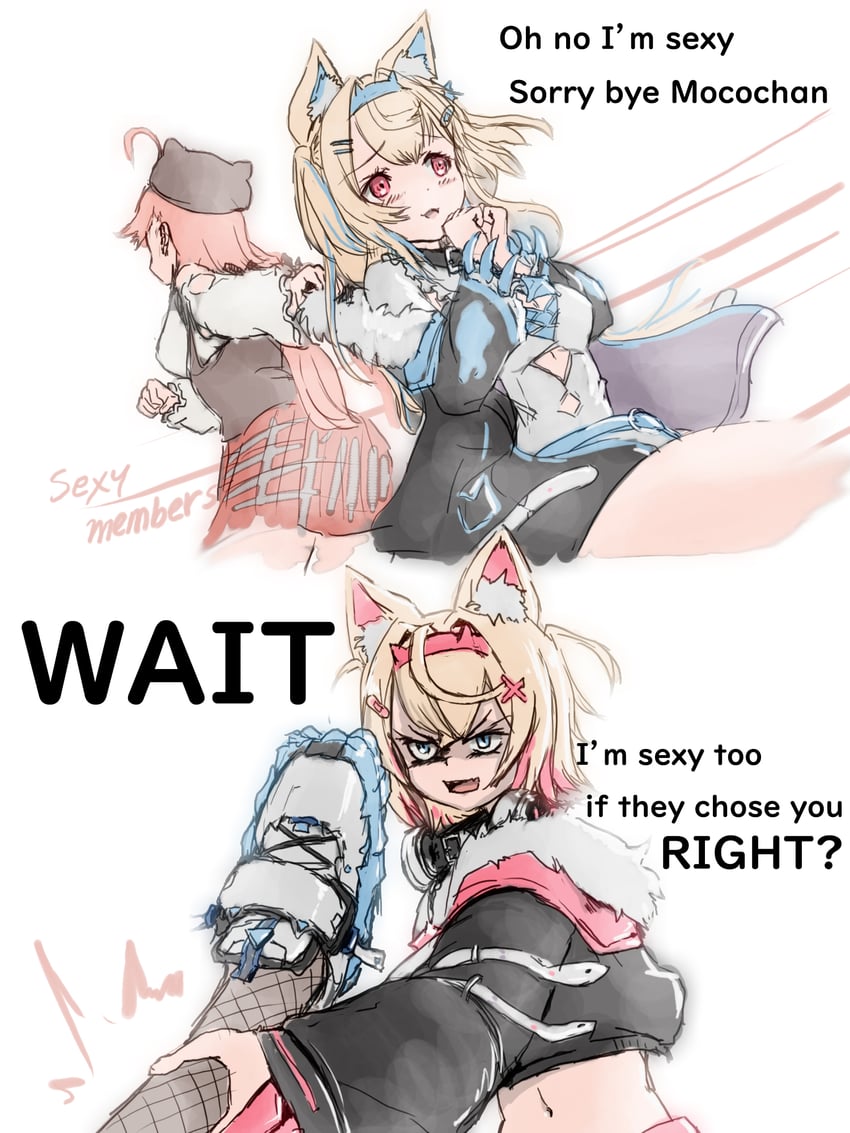 sakura miko, fuwawa abyssgard, and mococo abyssgard (hololive and 1 more) drawn by nymph_rhythm