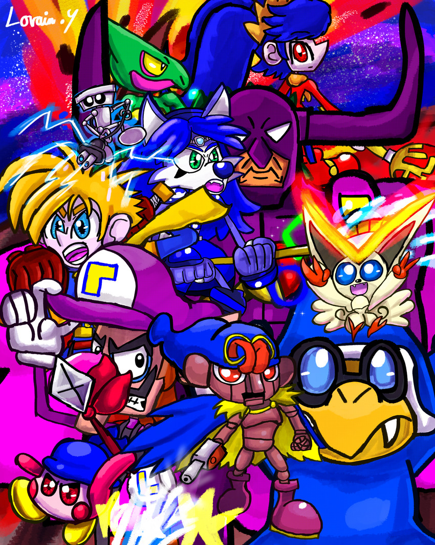 waddle dee, ashley, victini, sceptile, waluigi, and 6 more (original and 11 more) drawn by gameartist1993