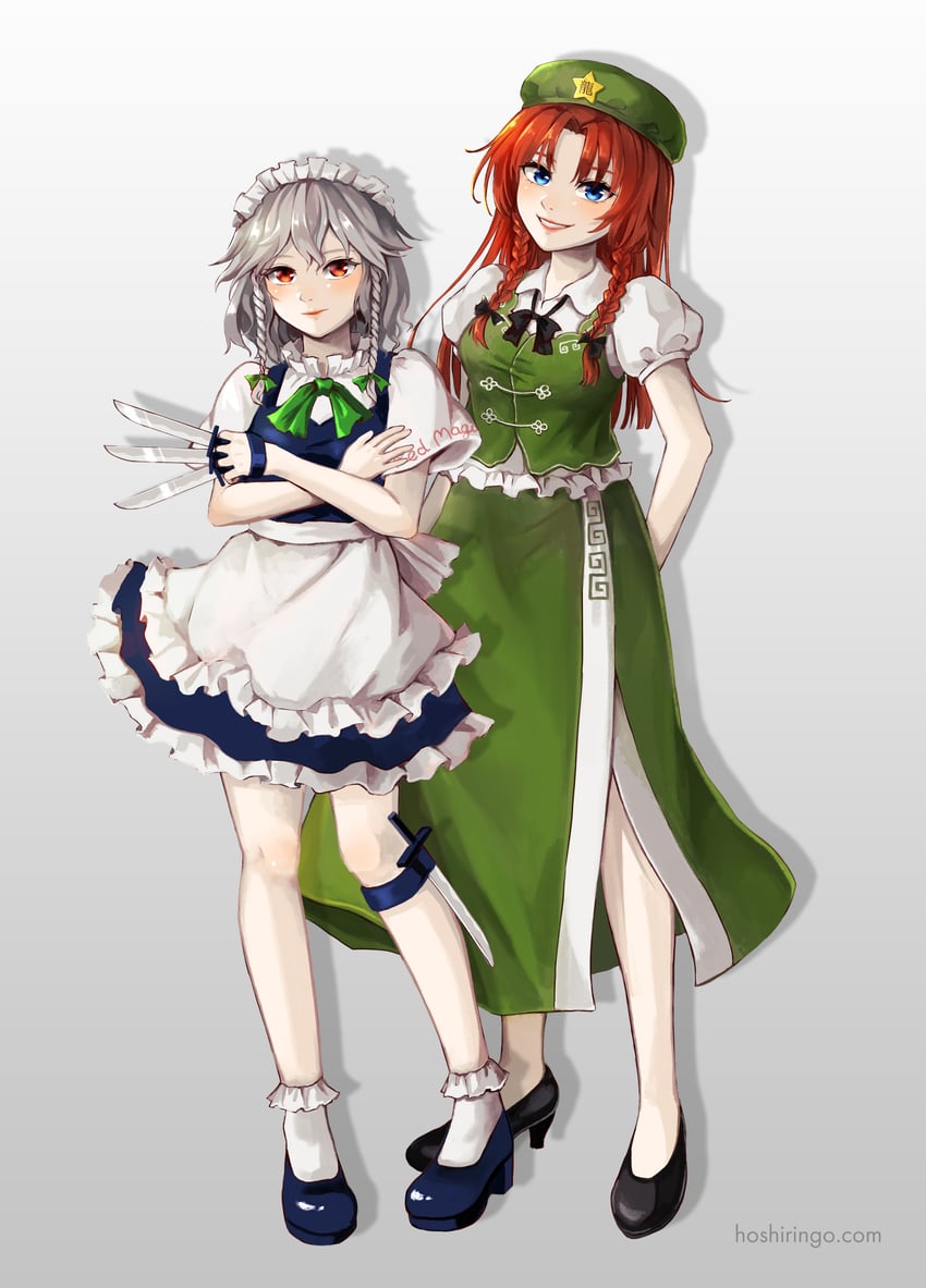 izayoi sakuya and hong meiling (touhou and 1 more) drawn by hoshiringo0902