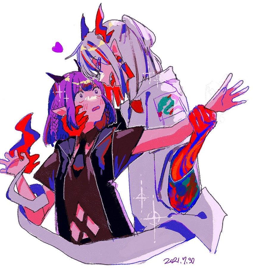 nian, lava, and lava the purgatory (arknights) drawn by kawaii_inu5