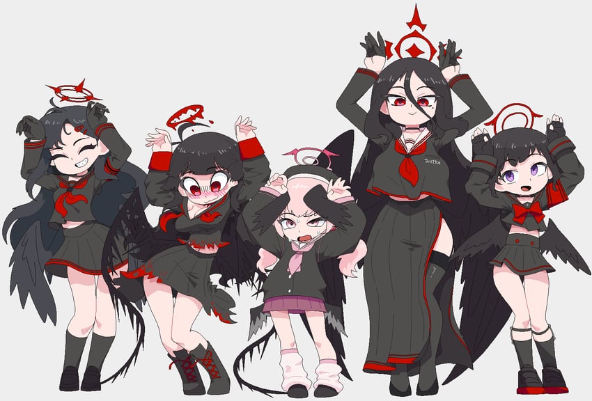 koharu, hasumi, ichika, tsurugi, and mashiro (blue archive) drawn by neamosub