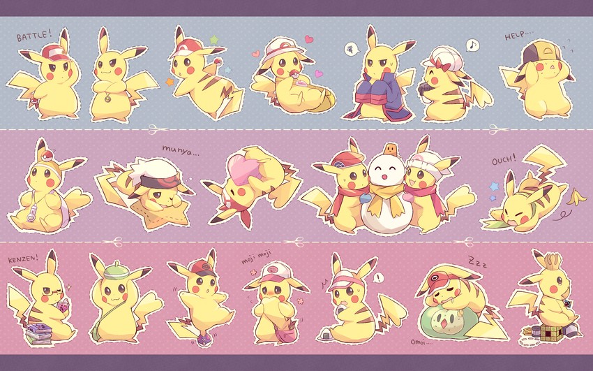 pikachu, dawn, may, rosa, hilda, and 16 more (pokemon and 8 more) drawn by kabocha_torute