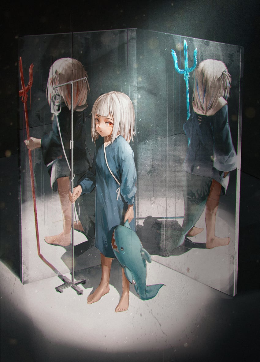 gawr gura (hololive and 2 more) drawn by kokono_ka