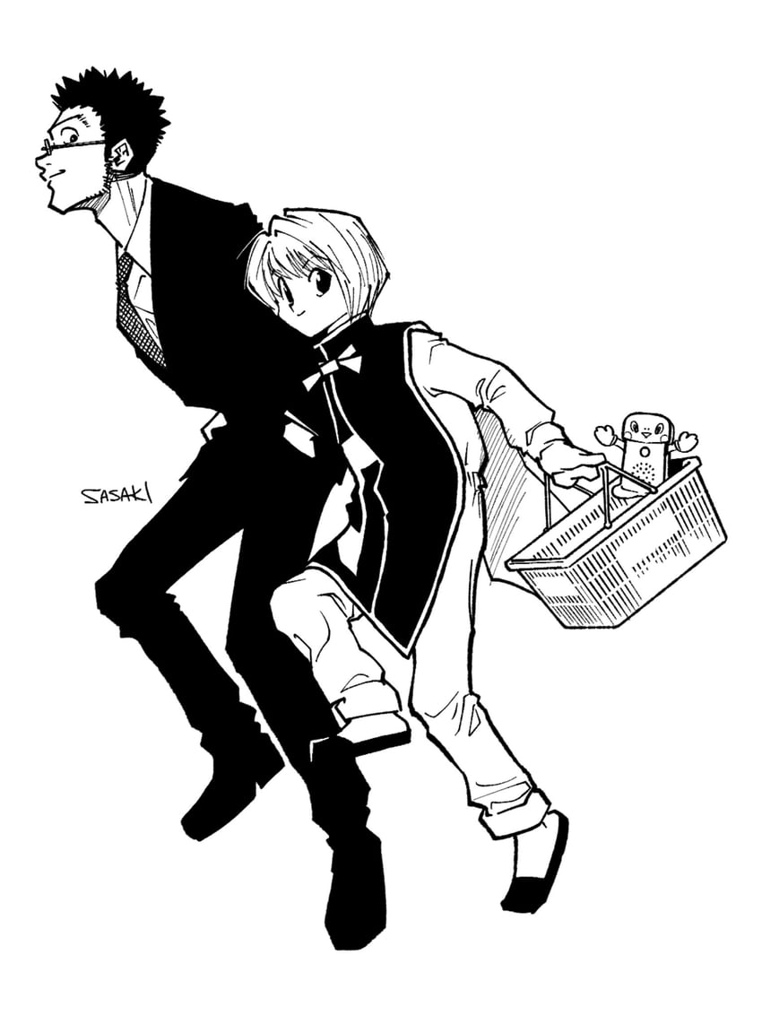 kurapika and leorio paladiknight (hunter x hunter) drawn by sasaki_koguma