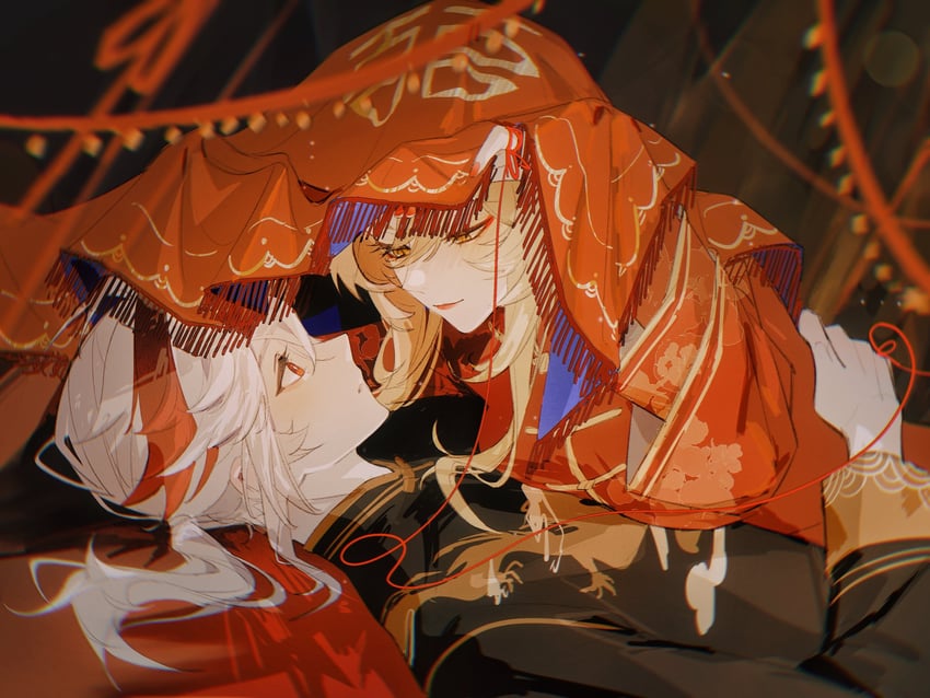 lumine and kaedehara kazuha (genshin impact) drawn by aoma_(xuanzexuexi)
