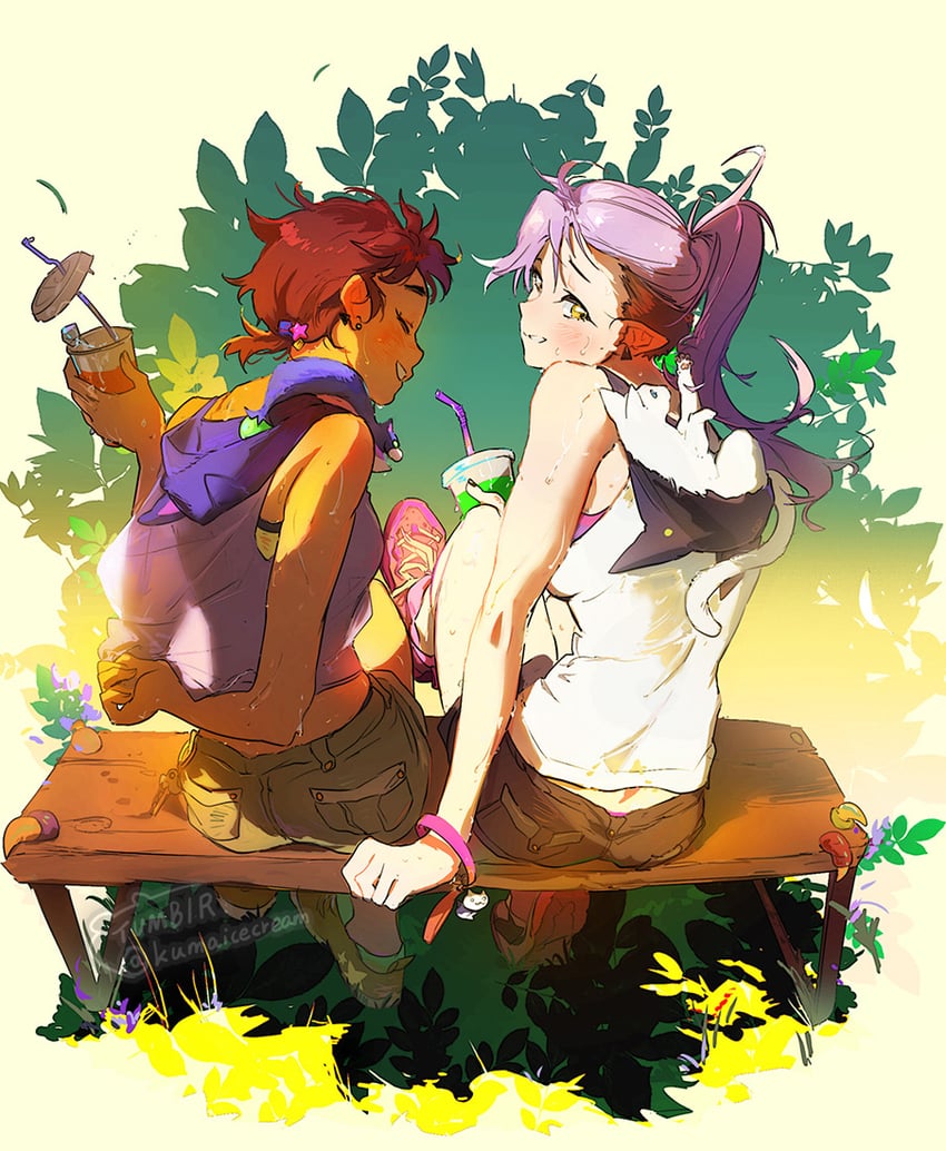 luz noceda, amity blight, ghost, and stringbean (the owl house) drawn by kuma20151225