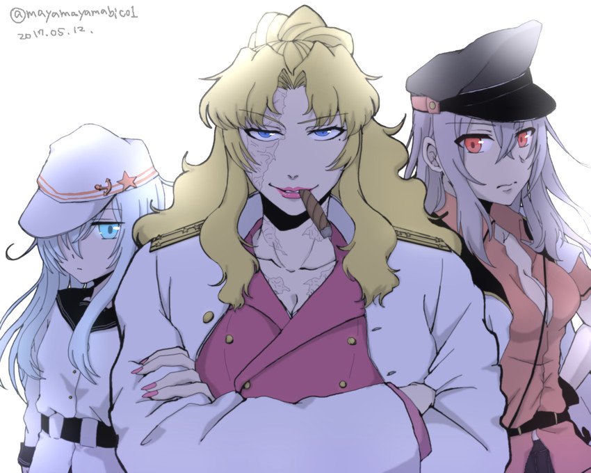 hibiki, female admiral, verniy, gangut, and balalaika (kantai collection and 1 more) drawn by shou_tian