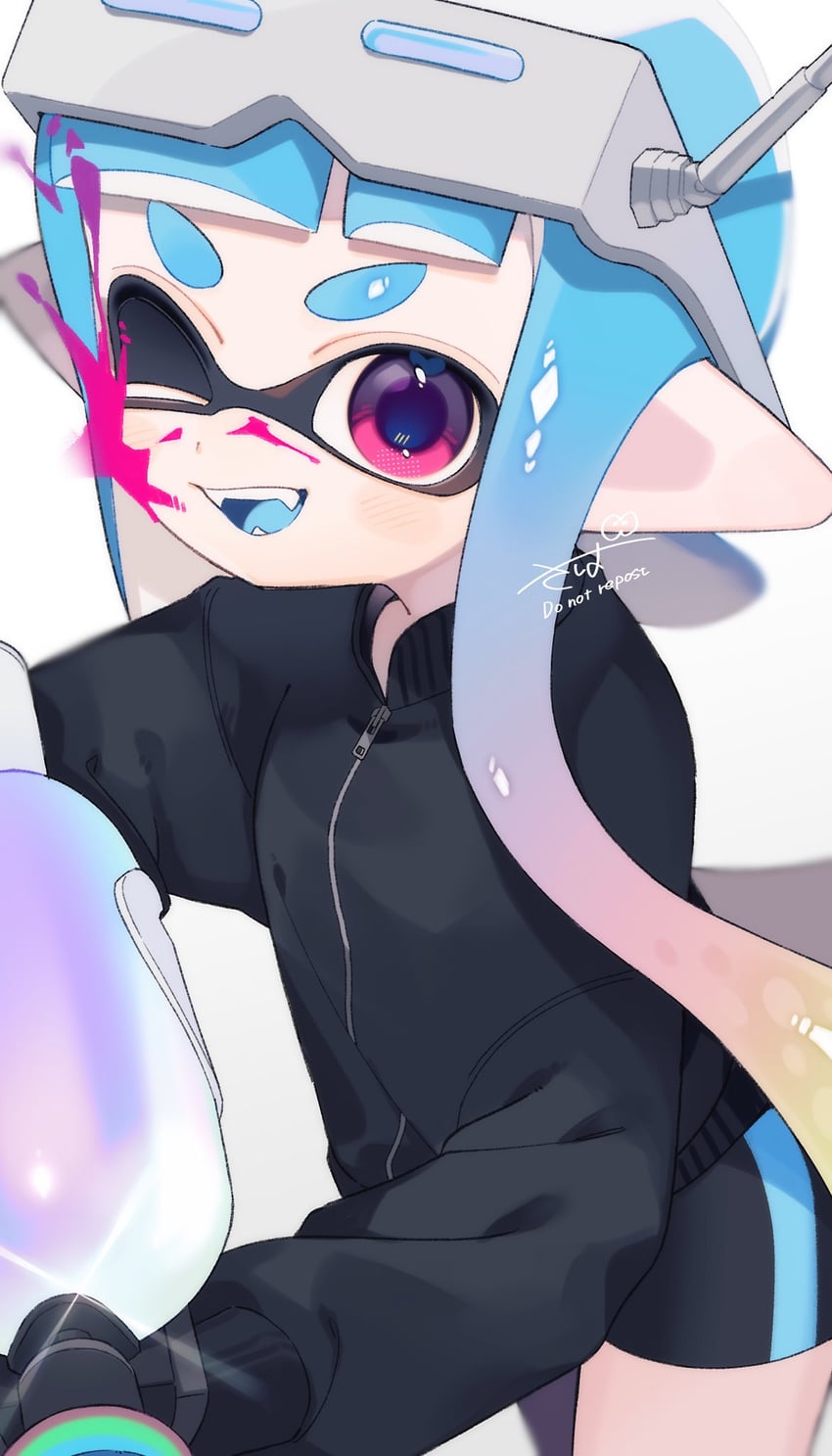inkling player character and inkling girl (splatoon and 1 more) drawn by sabata_saba
