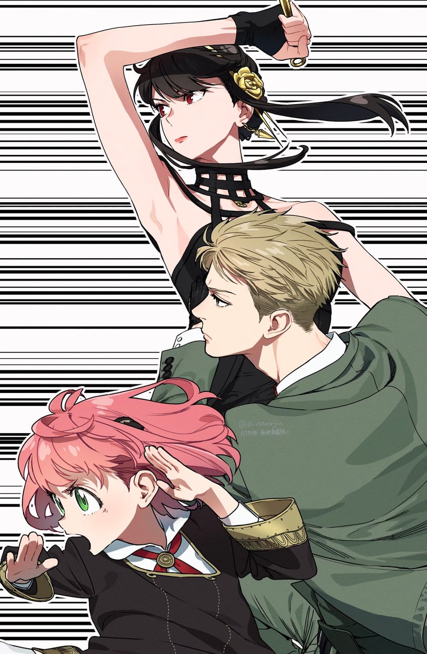yor briar, anya, and twilight (spy x family) drawn by p_notninjin