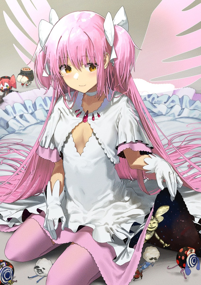 kaname madoka, ultimate madoka, charlotte, anthony, pyotr, and 2 more (mahou shoujo madoka magica) drawn by noeru