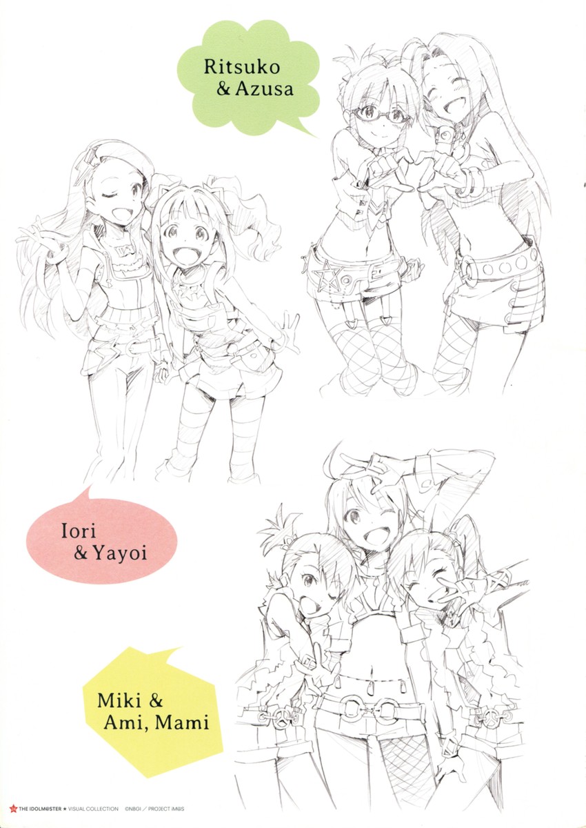 hoshii miki, minase iori, takatsuki yayoi, miura azusa, akizuki ritsuko, and 2 more (idolmaster) drawn by masuyama_ryouji, muraji_yui, and tanaka_yuusuke