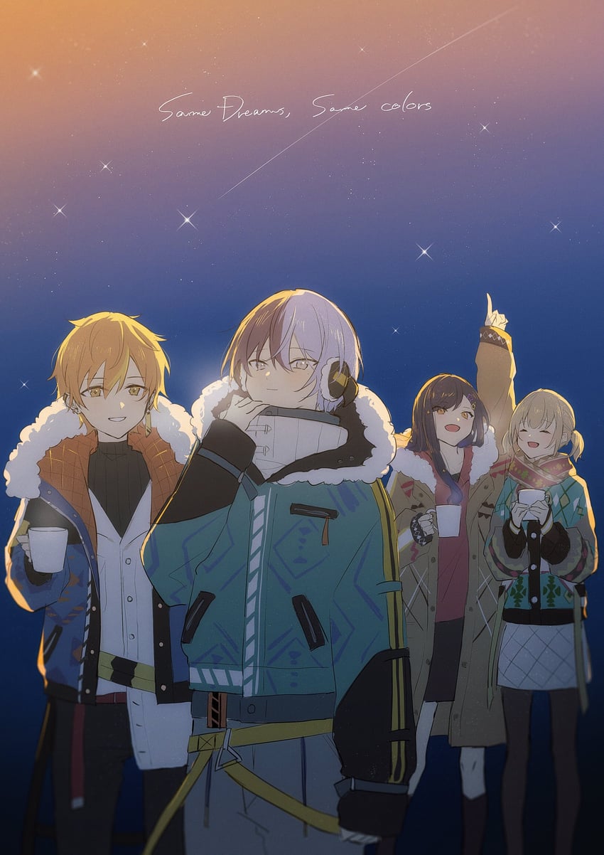 shinonome akito, shiraishi an, aoyagi touya, and azusawa kohane (project sekai) drawn by jishio