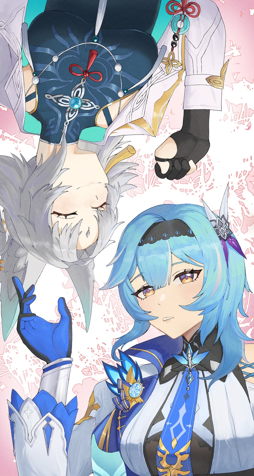 eula and feixiao (genshin impact and 3 more) drawn by yellow_glasses_(odivichno)