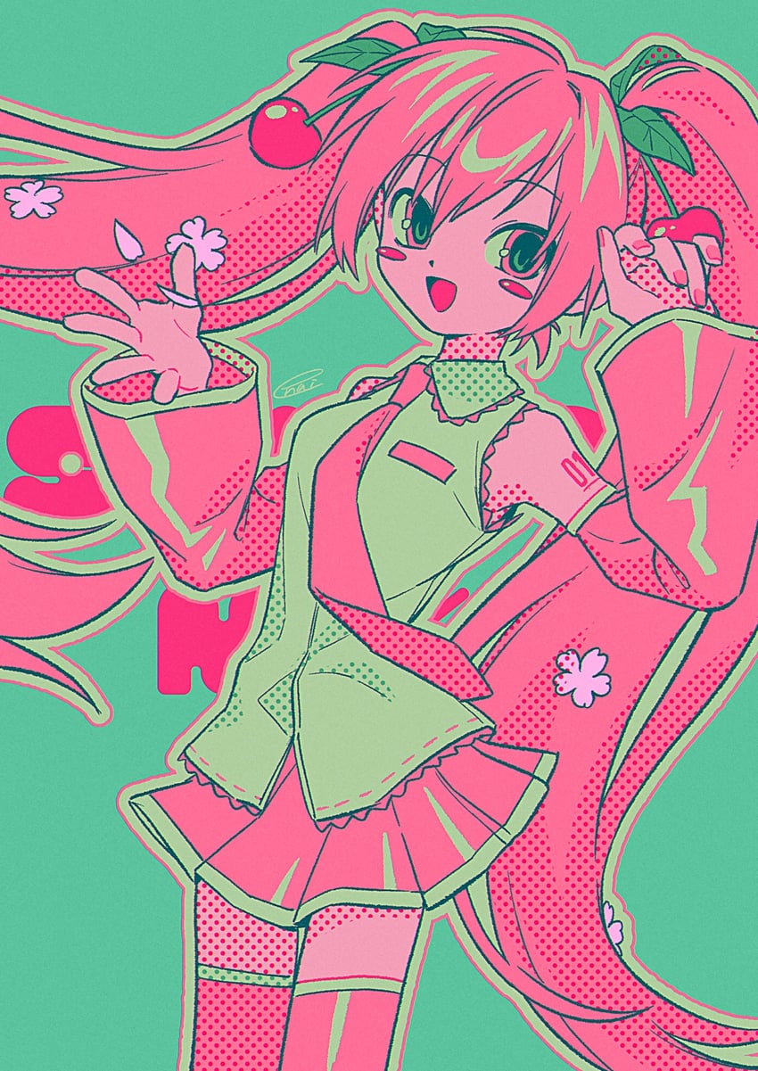 hatsune miku and sakura miku (vocaloid) drawn by menma_(enaic31)