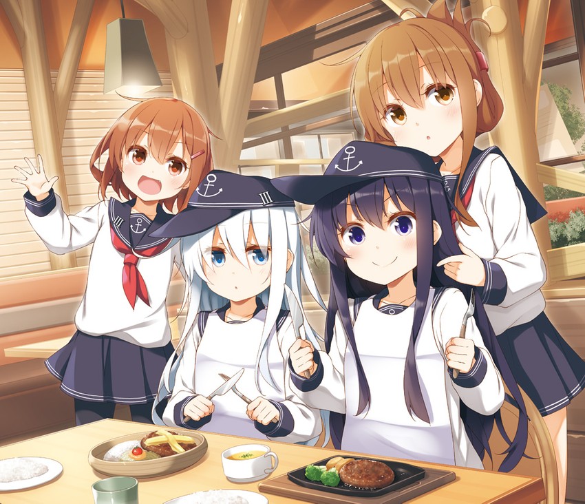 hibiki, inazuma, ikazuchi, and akatsuki (kantai collection) drawn by yume_no_owari