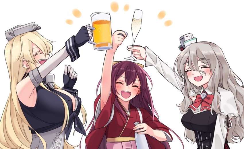 iowa, pola, and kamikaze (kantai collection) drawn by furo_(harirate)