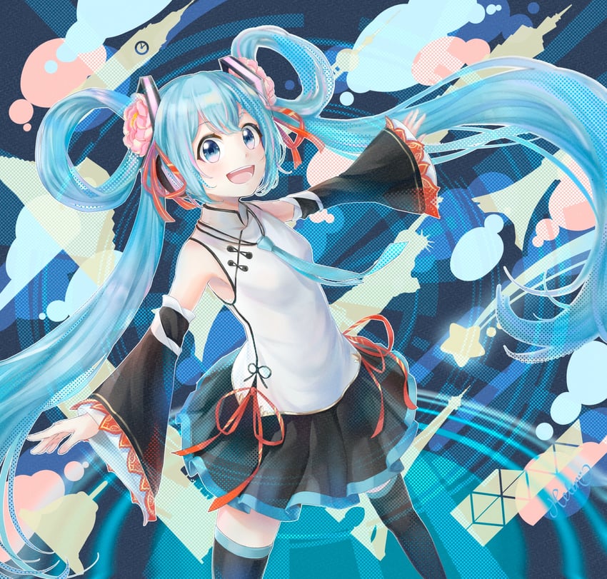 hatsune miku (vocaloid and 1 more) drawn by amd_aoneko