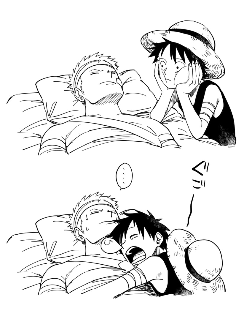 monkey d. luffy and roronoa zoro (one piece) drawn by ns1123