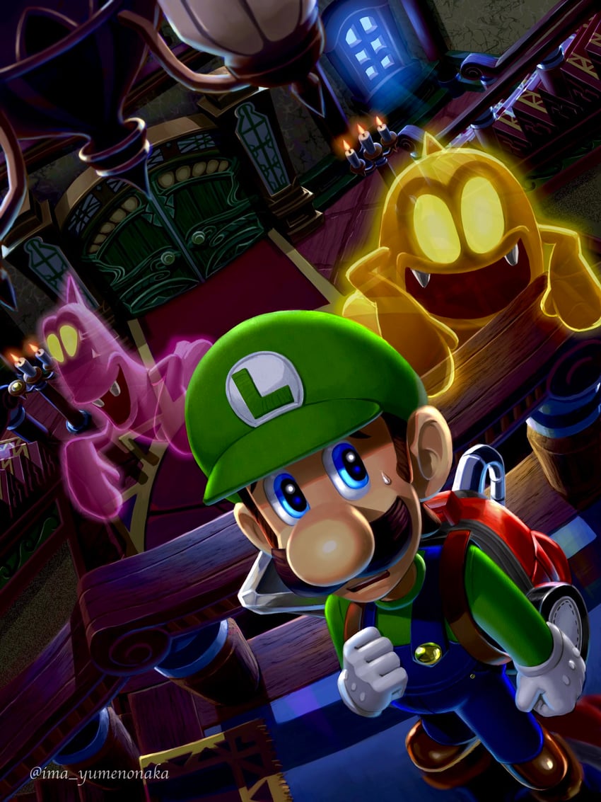 luigi, gold ghost, and purple puncher (mario and 1 more) drawn by yuuma_rimi