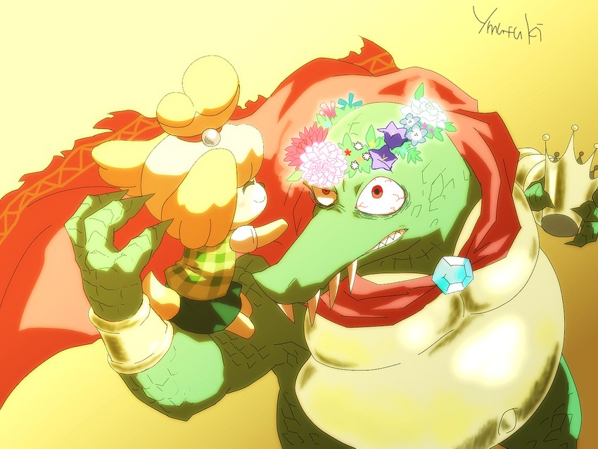 isabelle and king k. rool (super smash bros. and 3 more) drawn by yuusei_mutsuki