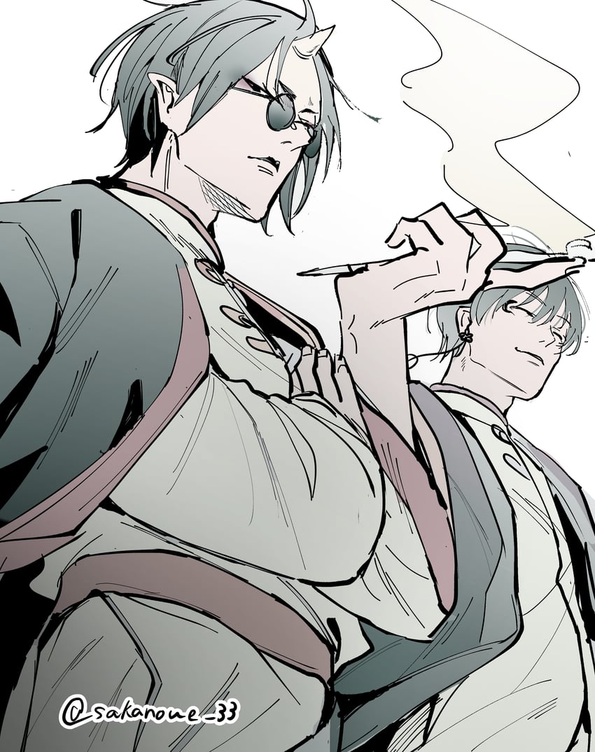 hoozuki and hakutaku (hoozuki no reitetsu) drawn by sakanoue_33